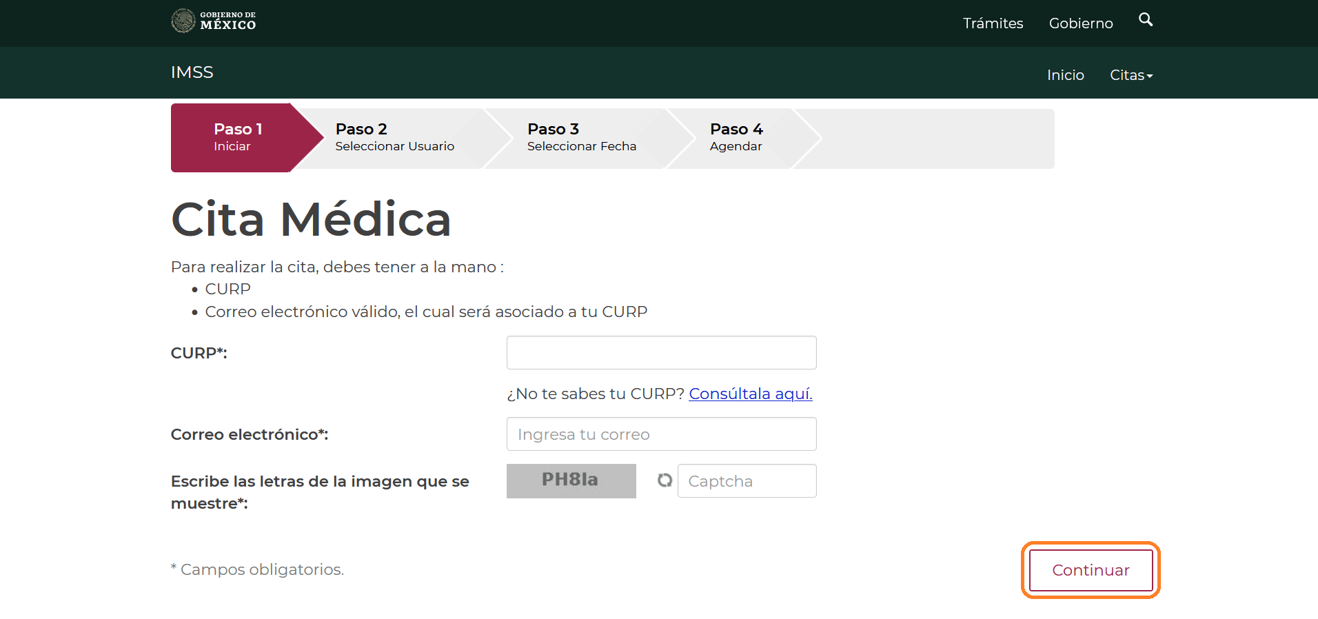 Trámite IMSS - Cita médica
