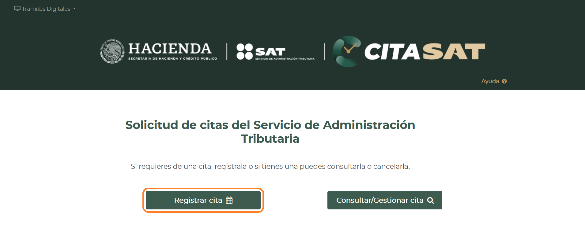 Trámite SAT - Registrar cita