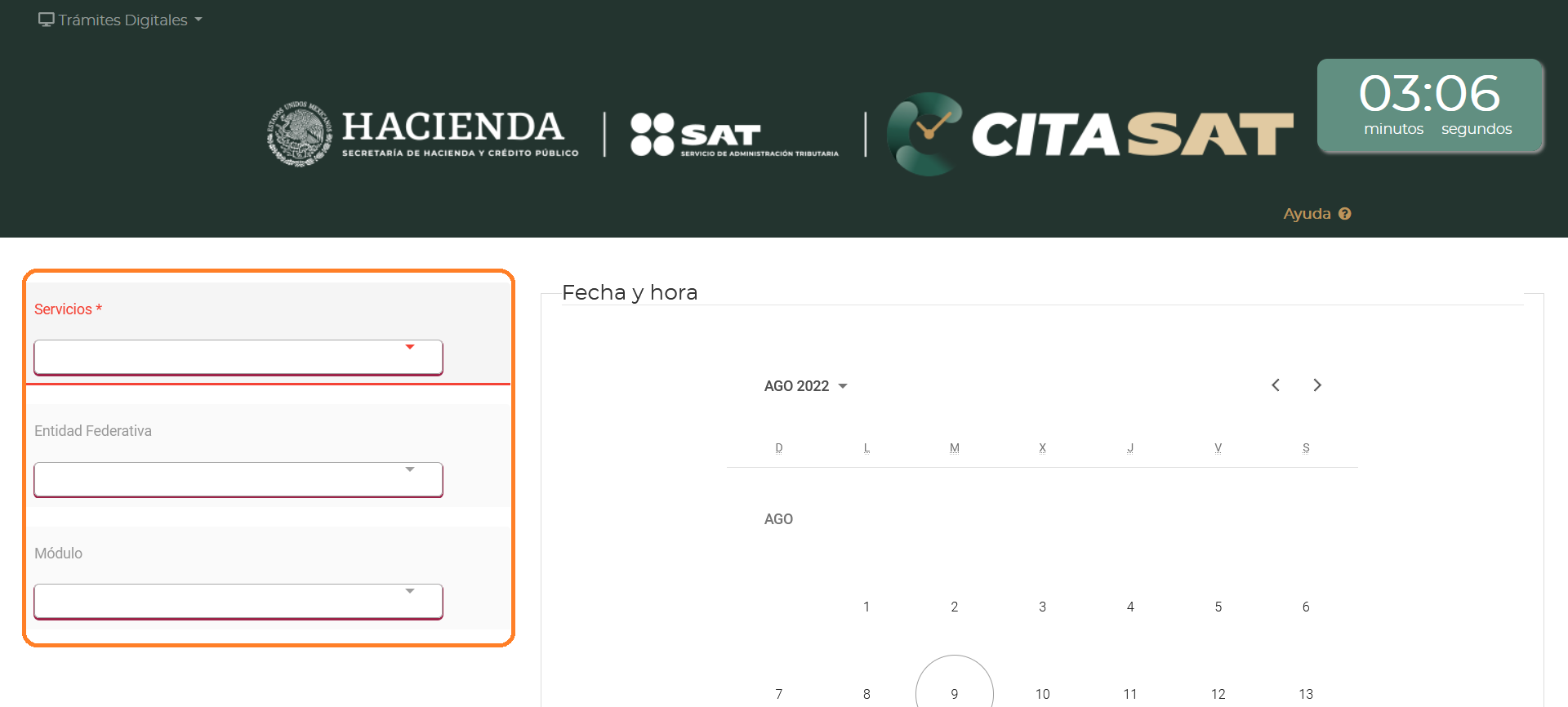 Trámite SAT - Registrar cita